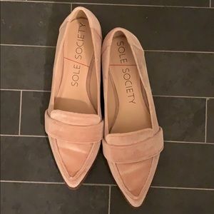 Sole Society Blush colored velvet loafers